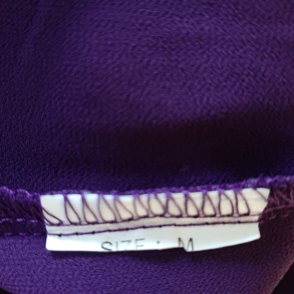 Tobi Womens Sheer Blouse Size Medium Purple Strappy Open Back V-Neck Long Sleeve - Picture 7 of 7